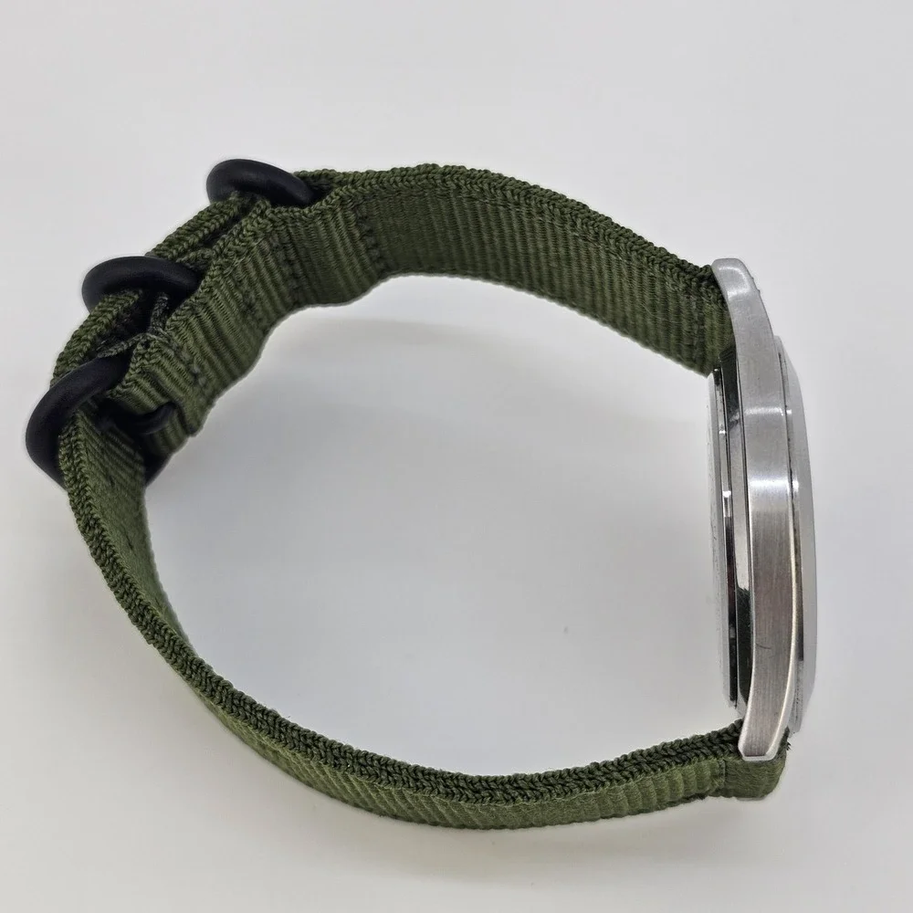 Armitron Durasteel Field Men Watch 39MM Black‎ Dial Date NEW Green Bands Battery